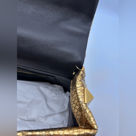 Valentino Roman Stud metallic gold python leather Bag Large Full Set - Picture 16 of 16